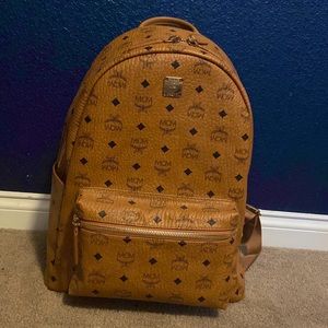 MCM Stark Side Stud Medium cognac/brown backpack